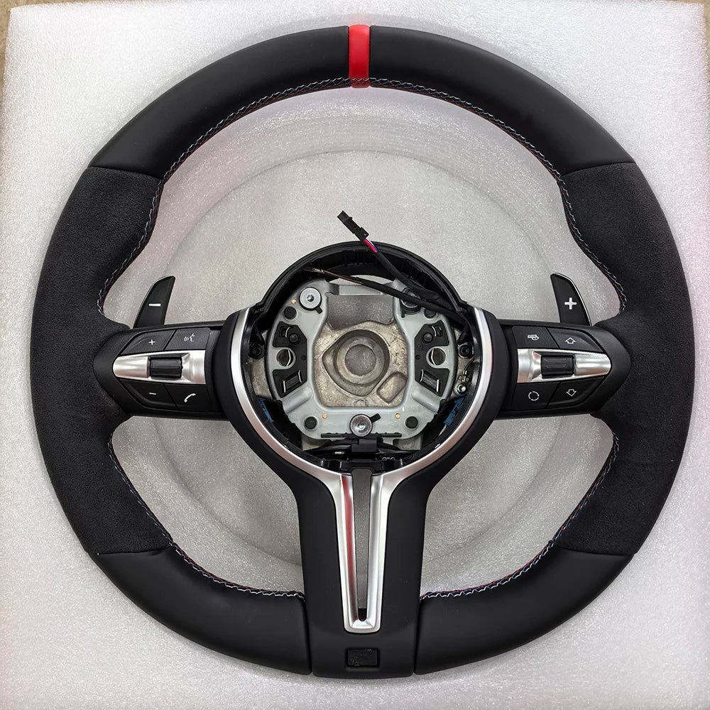 Volante Deportivo de Cuero con Levas para BMW Serie 3 E90 E92 E87 E84